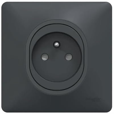 Schneider Electric - Prises 2P+T 16A encastré anthracite à puit complete avec plaque bornes auto fixation vis OVALIS