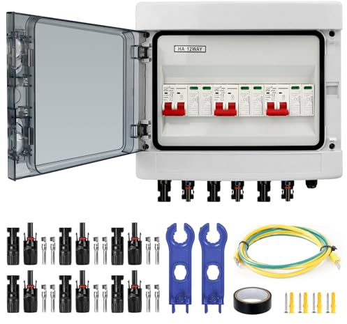 Boîtier de Couplage Solaire PV DC, Parasurtenseur 40A/1000V(3 in 3 out) | IP65 Étanche Disjoncteur Solaire pour Panneaux Solaires