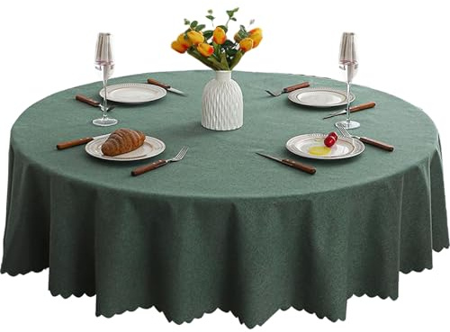 Tischdecke Rund, 140 cm Durchmesser Outdoor Runde Tischdecke, Abwaschbar Outdoor Tablecloth, Klein Gartentischdecke Table Cloth, Partydekoration Tablecloth, für Esszimmer, Garten(Militärgrün)