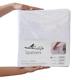 Spatzers Matratzenschoner Fitted 90x200 Baumwolle wasserdicht - Oeko-Tex 100 zertifizierte Inkontinenzauflage Rundumgummi Atmungsaktiv - wasserdichte Matratzenauflage Spannbettlaken waschbar (90x200)