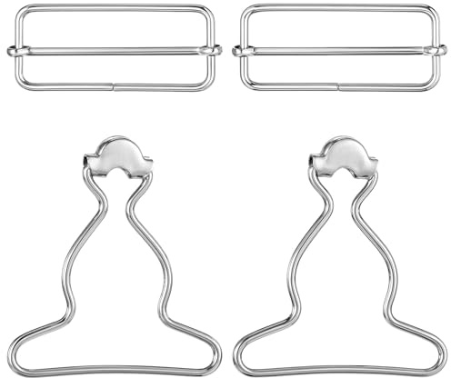 JYSNOW 4 Stück Latzhosen Schnalle, 38mm Latzhosenschnallen, Dungaree Schnallen Metall, Verstellbare Schiebeschnalle, Schnallen und Verschlüsse für Hosenträger Latzhosen Jeans Jacken (Silber)