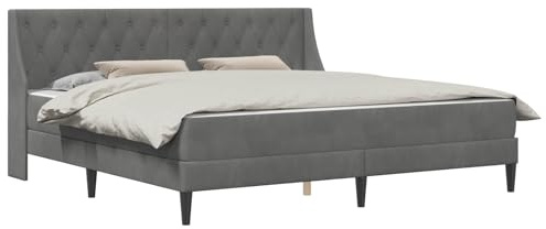 vidaXL Bettgestell mit Matratze Dunkelgrau 200 x 200 cm Samt, Zeitgenössisches Schlafzimmer Bettgestell, Stylisches Samt, Langlebiges Matratzen-Set, Rechteckiges Design, Schicke Wohnmöbel