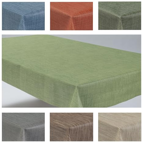 laro Wachstuchtischdecke Uni Leinen Eckig PVC | Abwischbar, Als Meterware, Wasserabweisend, Für Küche, Balkon & Garten