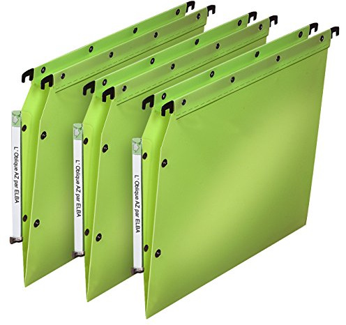 Elba Ultimate PP Lot de 10 Dossiers Suspendus pour Armoire Fond en V Polypropylène Opaque Vert