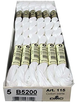 DMC Perlgarn, Baumwolle, Größe 5, 27 m, Schneeweiß, 115 5-B5200, 12 Stück