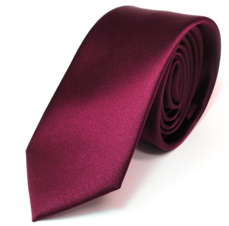 TigerTie Herren Krawatte 6 cm schmale Satin Tie in rot bordeaux einfarbig uni Business, festliche Veranstaltungen und Freizeit