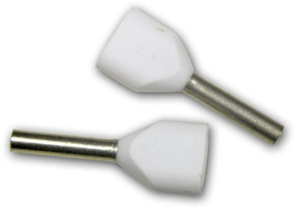 world-trading-net - 100 Duo-Aderendhülsen, weiß isoliert, 0,50mm² Twin
