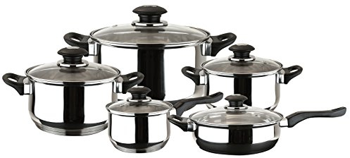 Magefesa Family - Batería de Cocina, 10 piezas, Acero Inoxidable, Fácil Limpieza y Apta Lavavajillas, Asas Bakelita toque soft-cold