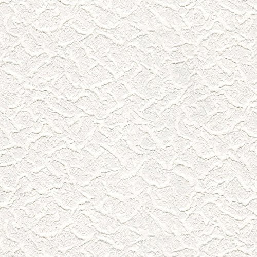 Belgravia Blown Vinyl White Cracked Ice Textured Wallpaper - Modern Wallpaper for Living Room, Bedroom, Fireplace - Decorative & Paintable Luxury Wall Paper (White)