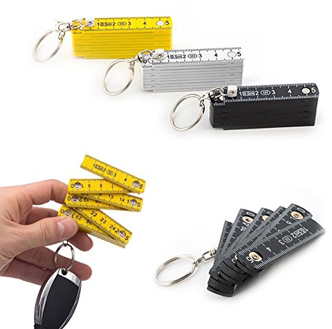 Un Mini Porte-clés Mètre 50 cm - Couleur aléatoire : noir, blanc ou jaune - Mesurer Règle Rétractable Ruban Mesureur