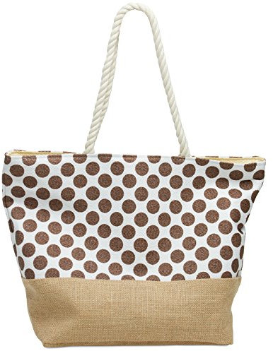Caspar TS1036 Damen Strandtasche mit Punkte Muster, Farbe:braun, Größe:One Size