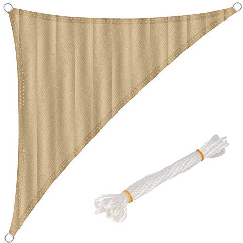 WOLTU Vela ombreggiante 4.2x4.2x6m in HDPE 180 g/m² Traspirante Tenda a Vela Parasole Triangolare Protezione Solare Respirante Anti UV Giardino Esterni Sabbia