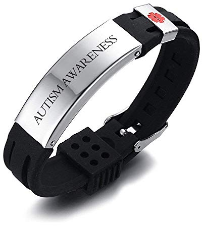 VNOX Edelstahl Silikon Personalisierte medizinische Alert ID Armband Sos Notfall für Männer Frauen einstellbar,Free Gravur
