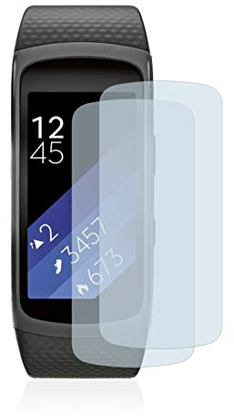 BROTECT 2 Stück Full-Cover Schutzfolie für Samsung Gear Fit 2 Full-Screen Displayschutz-Folie [3D Curved, Anti-Fingerprint, Kristall-Klar]
