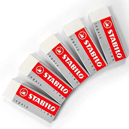 Stabilo Legacy Radiergummi aus PVC, ohne Weichmacher, Weiß, 5 Stück