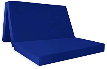 Visco Therapy Folding Mattress Small Double 190×120×8 cm Blue – Trifold Z Bed with Washable Cover – Portable Guest Mattress for Sleepovers, Camping & Caravans – UK Made, CertiPUR-US Certified