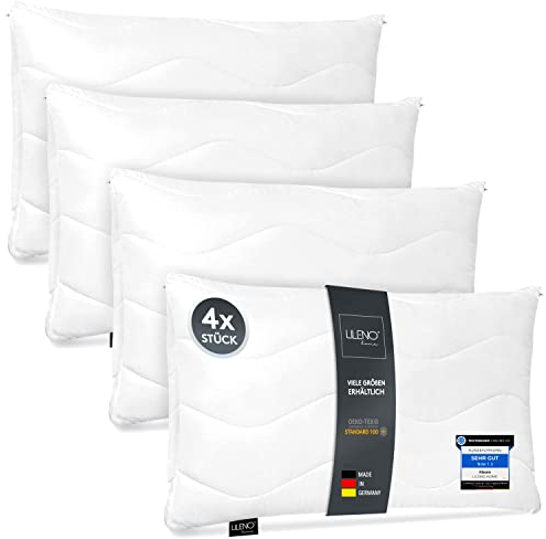 LILENO HOME Kopfkissen 40x60 cm [4er Set] als Kissen-Füllung - Bett oder Deko Kissen mit Reißverschluss zum Anpassen - Waschbar bis 95° - Sofa-Kissen & Zierkissen für Couch/Bett