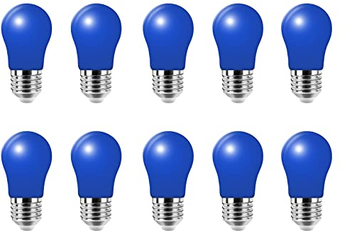 HUAMu 10 Stück E27 Schraubsockel 3W LED Glühbirne Lampe Blau für Urlaub Party Dekoration, Home Licht, Nacht Licht Laternen