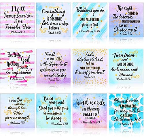 Weewooday 12 Pcs Inspirational Christian Magnets with Bible Verses Refrigerator Motivational Christian Magnets Locker Religious Faithful for Fridge Class Scripture Quotes Gifts Office Decor