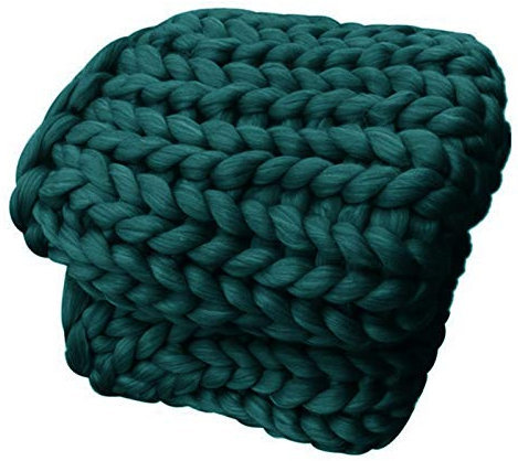 ZFF Large Chunky Knit Blanket Soft And Thick Giant Cable Hand Knit Throw Big Yarn Blanket Or Throw For Sofa Bed Chair Pet Mat Dark Green (Size : 32x40in(80x100cm))