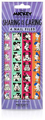 MAD BEAUTY Disney Mickey & Friends Nail Files, 4-Pack, Mickey, Minnie, Donald Duck, Daisy, Colorful & Patterned, Perfect Nails, Great Gift