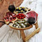 Holz Picknicktisch Klappbar, Tragbarer, im Freien Runden Mini Klapptisch Weintisch Campingtische Mit Glashalter, Weinhalter für Garten, Outdoor, Camping, Picknick, Strand