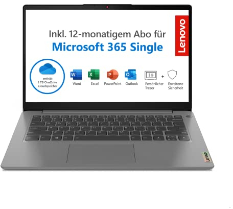 Lenovo IdeaPad 3i Slim Laptop | 14 Full HD WideView Display entspiegelt | Intel Celeron 6305 | 4GB RAM | 128GB SSD | Intel UHD Grafik | Windows 10 Home S | Arktisch grau