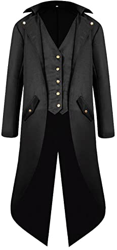 Gothden Herren Vintage Frack Jacke Gothic Viktorianischer Mantel Uniform Halloween Kostüm…