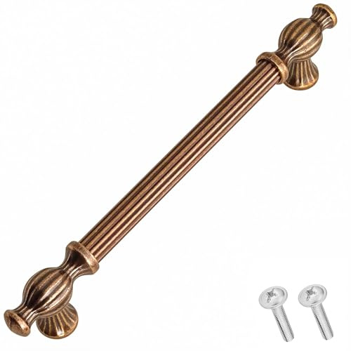 Decoranddecor Verna Traditional T-bar Antique Style Cabinet Pulls Drawer Handles Zinc (224mm Hole Center, Antique Copper)