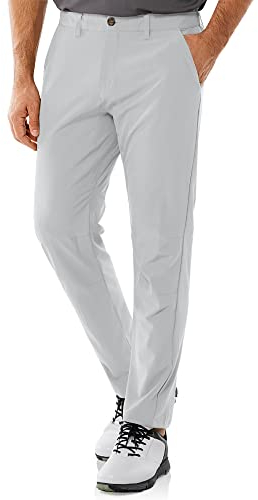 33,000ft Herren Golfhosen Atmungsaktive Stretch Hose für Männer Schnelltrockende Stretch Lange Golfhosen Silbergrau 30W*30L