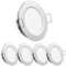 Obeaming 4 x Spot LED Encastrable 12V Camping-car Plafonnier Encastré Extra Plat 5000K Dimmable pour Bateau Caravane Van Trou 58-63mm IP64 Blanc Froid Argent (sans transformateur)
