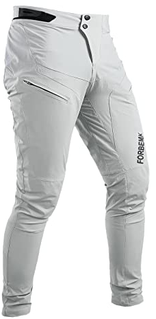 FORBEMK Herren Fahrradhose Mountainbike-Hose lang Leicht Atmungsaktiv Wasserabweisend Laufen Mountainbike Outdoor Fahrradhose-Hellgrau-32