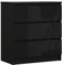 3E 3xE living.com Kommode mit 3 Schubladen, Farbe: Schwarz Matt/Schwarz Glanz, H: 79 cm, B: 70 cm, T: 39 cm