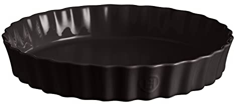 Emile Henry 796032 Plat à tarte profond en céramique Anthracite 32 x 5,6 cm