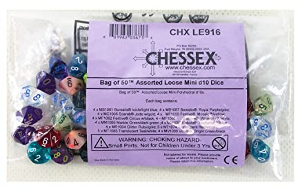 Bag of 50™ Assorted loose Mini-Polyhedral d10s