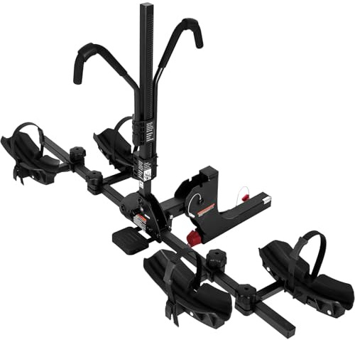 WEIZE 2 E Bike Rack Hitch Mounted, Wobble Free Smart Tilting Folding 2 Bicycle Electric Bike Racks with Lock, 2 Hitch Fits Up to 160 lbs Capacity with Up to 5.5 Fat Tires for Car, SUV, Trucks