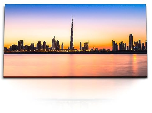 Paul Sinus Kunstdruck Bilder 120x60cm Burj Khalifa Dubai Skyline Sonnenuntergang Abendröte