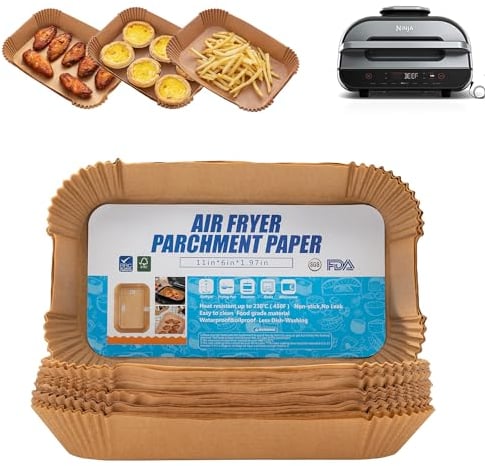Ecfvtp Air Fryer Liners For Ninja Foodi XL Smart FG551 6-in-1 Indoor Grill,100PCS Rectangular Air Fryer Disposable Paper Liner, Parchment Paper Liners for Ninja Smart Xl Air Fryer, TONJ118
