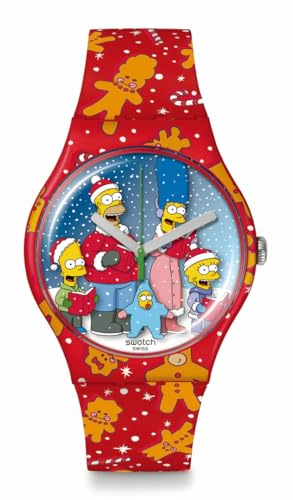 Swatch Armbanduhr für The Simpsons New Gent SUOZ361 Wondrous Winter Wonderland Armband