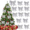 12 Stück 14 cm Mini-Weihnachtsschleifen Deko, Pailletten-Kränze, Schleifen, kleine Weihnachtsbaumspitze, Glitzer-Fliegen, Kränze, Schleifen, Weihnachtsschleifen, Dekoration, Girlande (Silber)