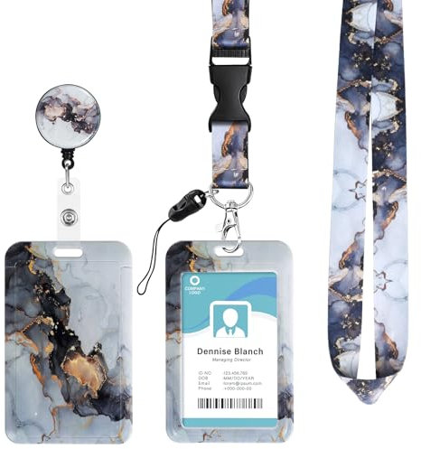 Porte Badge Cordon Tour de Cou, Porte-cartes avec Swivel Lobster Clasp Rétractable pour Cartes d'transport d'étudiant d'infirmière, Carte de Bureau (gris)