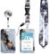 Porte Badge Cordon Tour de Cou, Porte-cartes avec Swivel Lobster Clasp Rétractable pour Cartes d'transport d'étudiant d'infirmière, Carte de Bureau (gris)