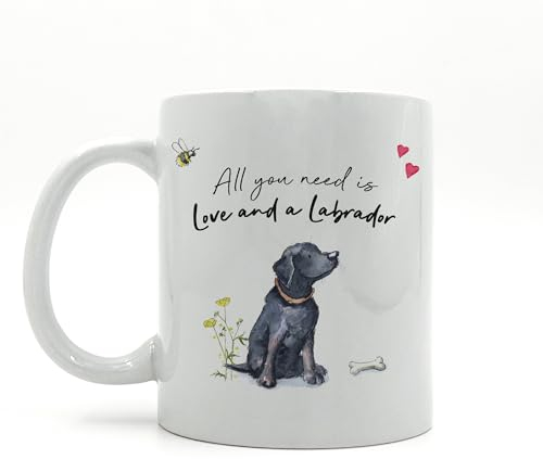 Image Industry Love and a Labrador Black Ceramic Mug - Dog Lovers - Drinking Mug - Dog Mug