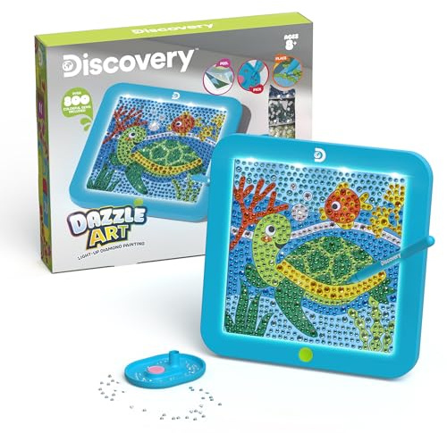 Discovery™ Dazzle Art Light-Up Diamond Painting Kit – DIY Sea Turtle Craft Set| 800+ Gems & LED Display Frame|Craft Supplies Accessories|Girls Boys Arts & Crafts Gift| Diamond Art Kit for Kids Ages 8+