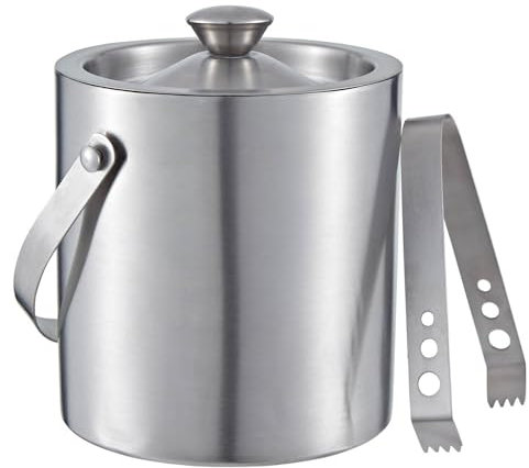 Buckingham Premium Stainless Steel Double Wall Ice Bucket with Lid and Ice Tong for Home Restaurant BBQ Clubs Parties 2.3 litres (Matt Finish)