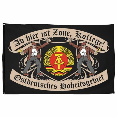 Spaß Kostet Fahne Flagge Ab Hier ist Zone Ostdeutsches Hoheitsgebiet 90 x 150 cm DDR Zeichen