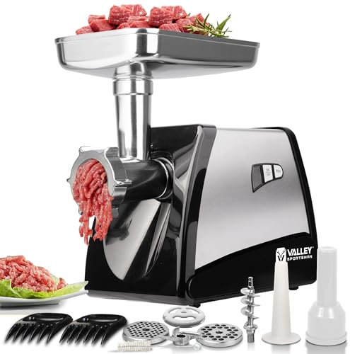 Valley Sportsman #8 Electric Meat Grinder, 575W with 2 Meat Claws and 1 Brush, Stainless Steel Electric Meat Grinder Machine, Sausage Making, Ideal for