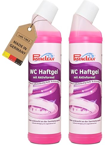 Pastaclean® WC Haftreiniger Gel mit Aktivformel | Kraftvoller WC Reiniger gegen Kalk und Urinstein - 2x 750 ml