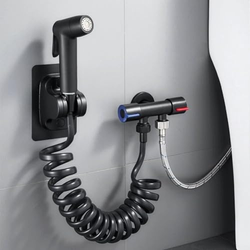 Hand-Bidet-WC-Sprühkopf, Druckduschdüse, tragbarer Bidet-Wasserhahn, multifunktionale WC-Dusch-Spüldüse (schwarz)