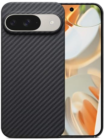 Ultradünne Schutzhülle für Google Pixel 9/9 Pro, aus echter Aramidfaser, weich, robust, langlebig, Carbon-Bumper